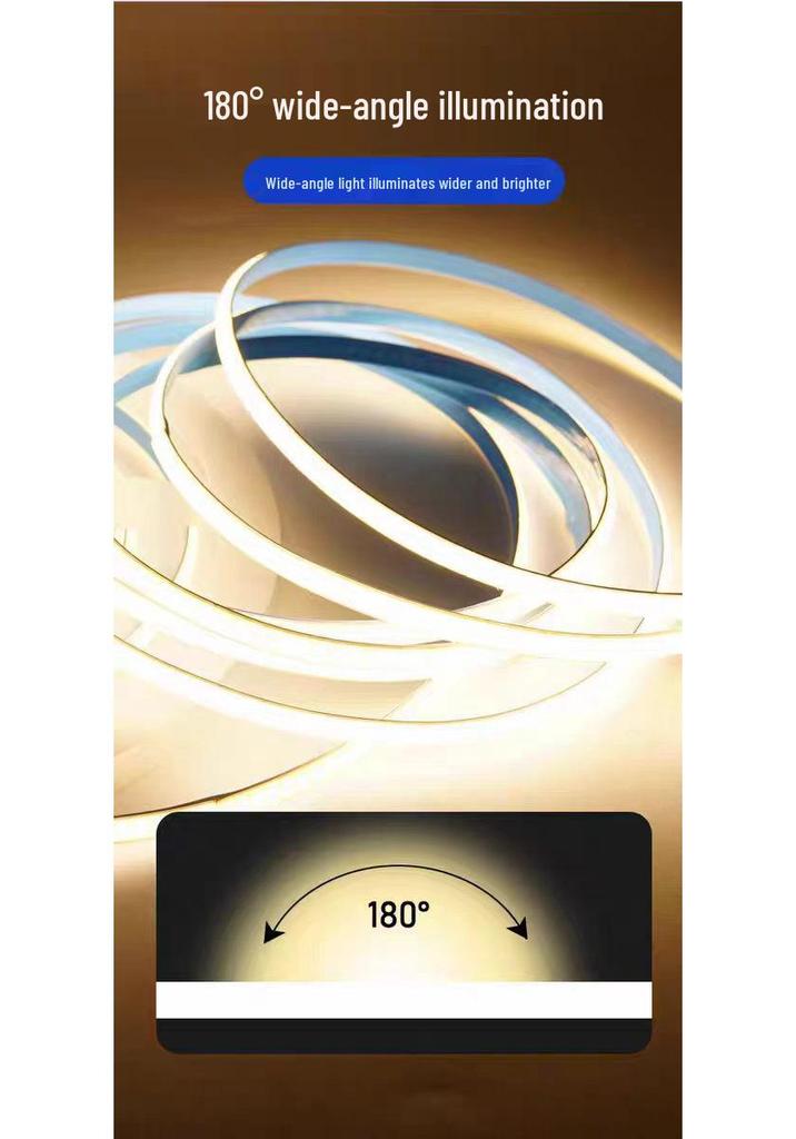 In-Stock 24V COB LED Strip - No Light Spots, Self-Adhesive for Wardrobe, Cabinet, Living Room, Bedroom - Monochromatic LED Strip Set