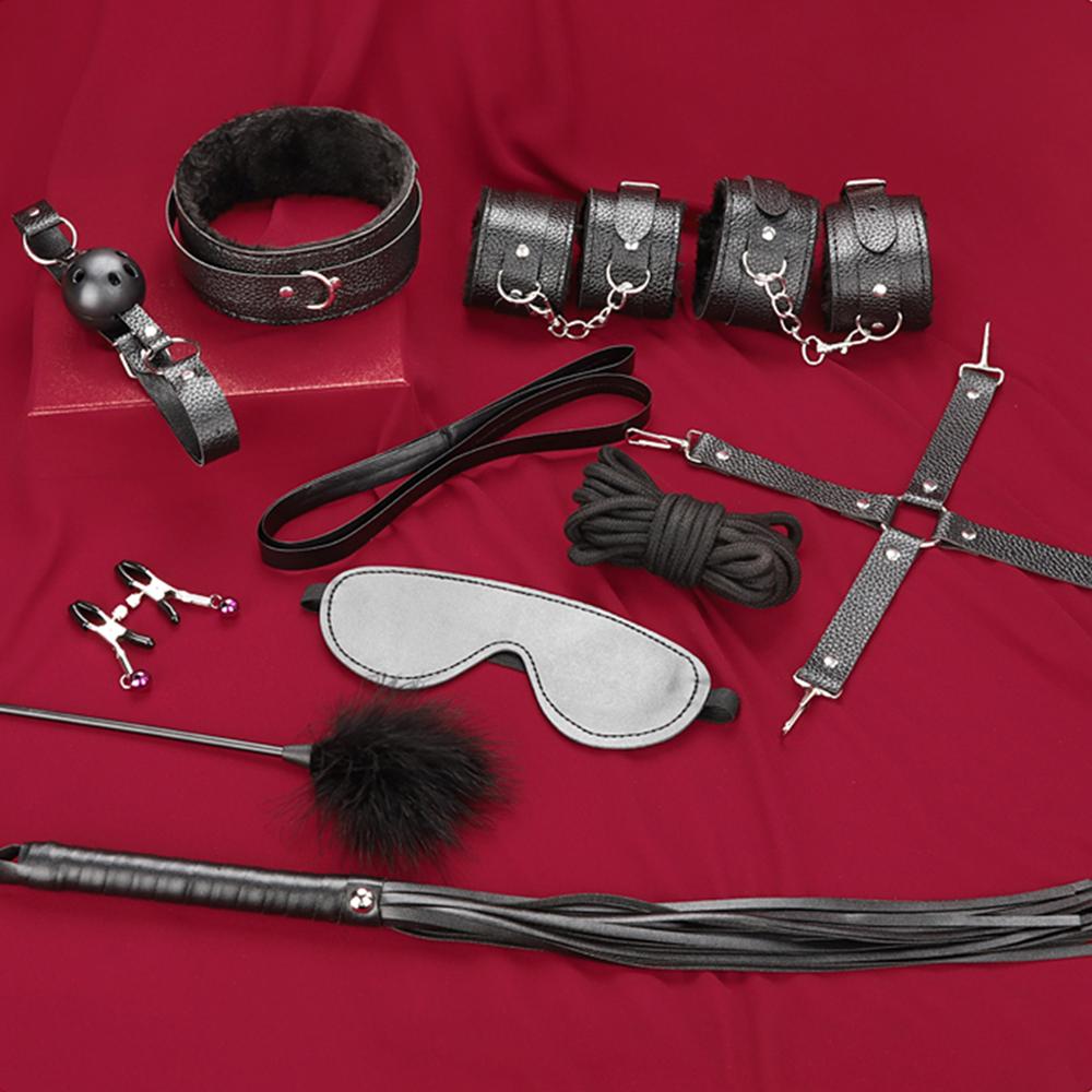 Sex Toys BDSM Bondage Kits Genuine Leather Restraint Set Handcuffs Collar Gag Vibrators Sex Toys For Women Couples Adult Games