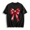 Heart Bow Print Casual Loose Fit Versatile Couple Top Pure Cotton T-shirt