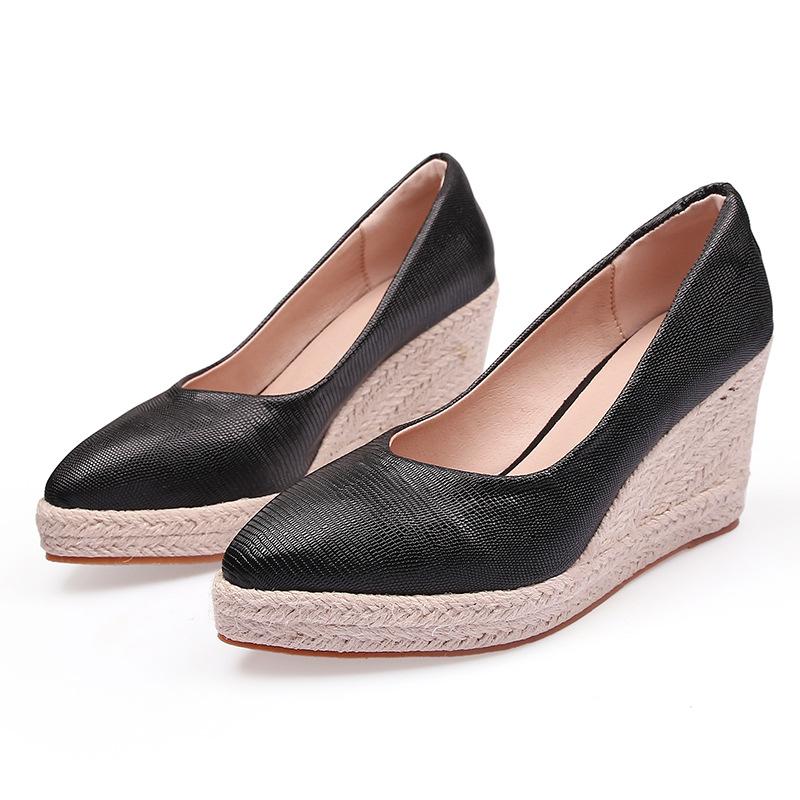 Fashion High Heels Women Party Shoes Women Pumps Brand Ladies Heeled Shoes Woman Wedge Heel 8cm Gold Black Plus Size 42 A4839