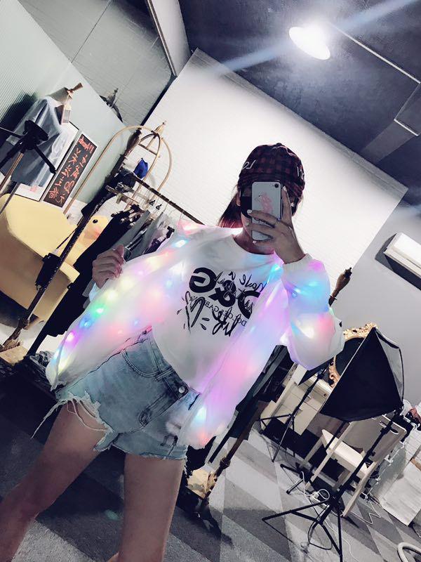 TikTok Style 611: Colorful LED Luminous Flashing Casual Jacket In Stock