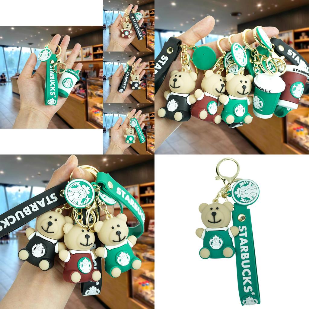 Adorable Bear Keychain Rubber Material Cute Cartoon Accessory For Keys Car Pendant
