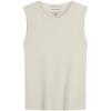Trendy Minimalist Embroidered Logo Ribbed Slim Fit Tank Top Women Tops Beige Cream 47B265G