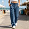 Women Casual High Waist Drawstring Wide Leg Pants Loose Fit Lounge Jogger Trousers with Pockets Elastic Waistband