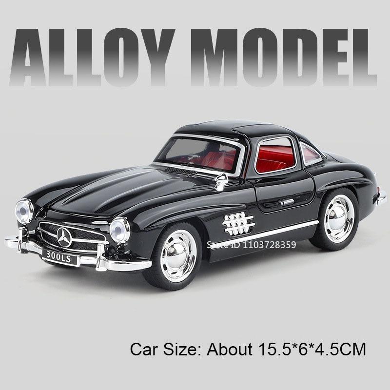 1:32 SLR 772S 300SL Sportwagen Modell Spielzeug Legierung Druckguss Miniatur Supercar Sound Licht Türen Geöffnet Rückzieher für Kinder Geschenke
