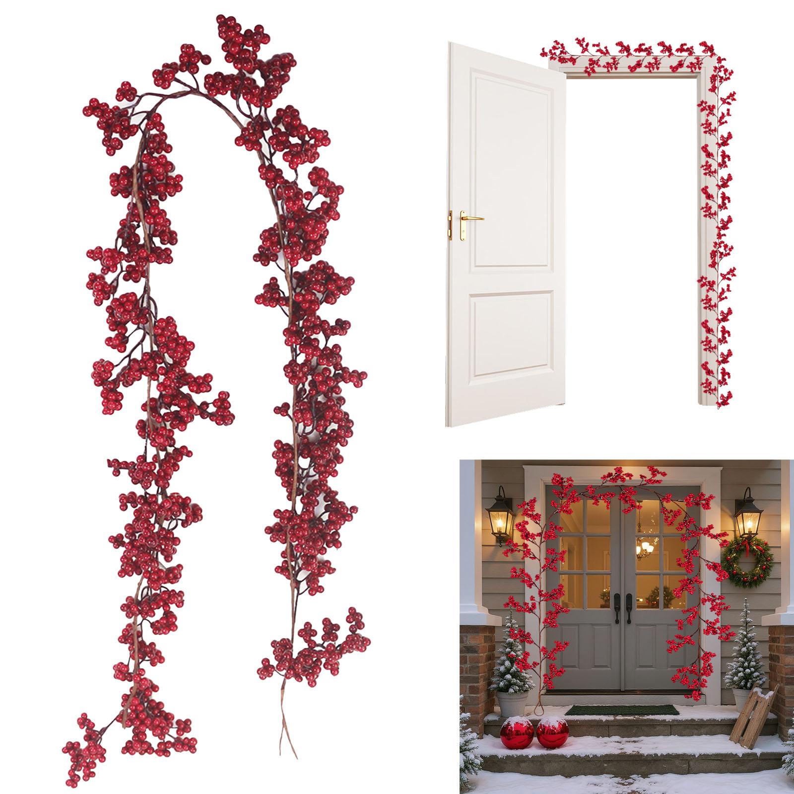 

Red Berry Christmas Garland Multi-Purpose Holly Berries Artificial Garland Christmas Decoration Wreath Outside Winter Wall Decor China Mainland