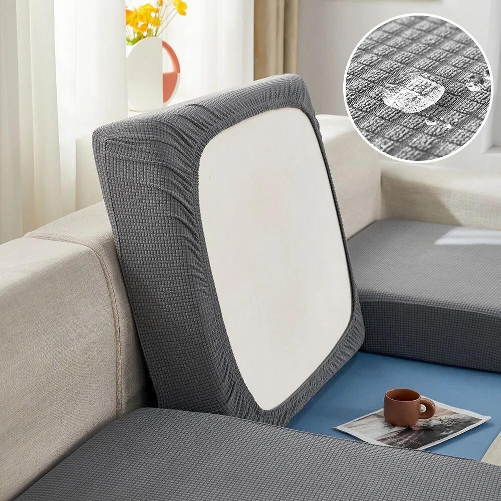 Waterproof Jacquard Sofa Seat Cushion Cover, Polar Fleece, Elastic, Removable, Couch Cover, Pets, Kids, Furniture Protector