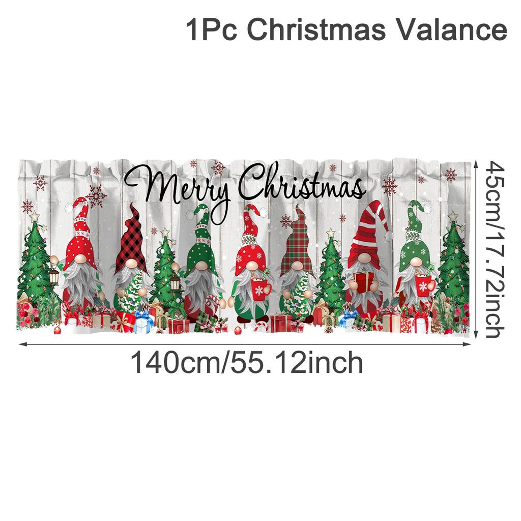 Christmas Short Curtains Valances Christmas Decorations for Home 2026 Xmas Ornaments Windows Treatments for Kitchen Bathroom