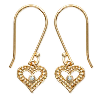 [K1421] - Gold Plated Earrings 'Love' White Gold - 10x9 Mm