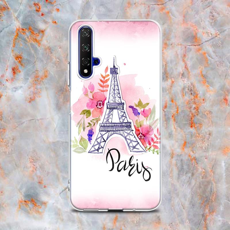 Paris Eiffel Tower Travel Silicone Cover For Honor 20 20S 20E 8 8A Prime 8X MAX 8C 8S 7A 7C 7S Pro Phone Case