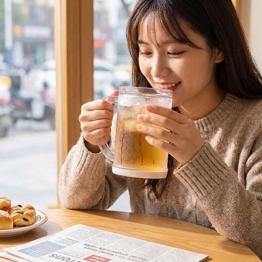 Plastic Cold Drink Chilled Cups Large Capacity Freeze Beer Glass Double Interlayer Cup Barbecue