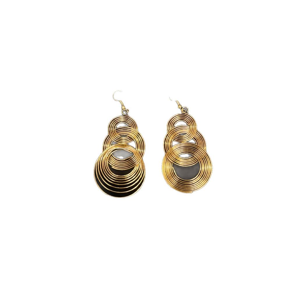 European & American Geometric Circle Metal Long Pendant Earrings - Bold, Simple, Stylish Studs for Women