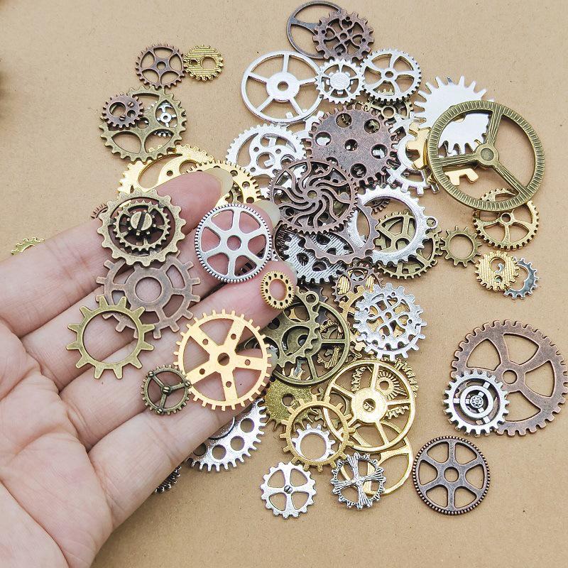 Стимпанк Аксессуары для Бижутерии из Сплава с Шестеренками: Ретро Механический Ожерелье и Браслет DIY Материалы 30g