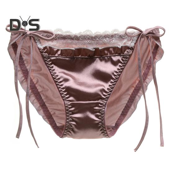 

Женские трусики кружевные пэчворк шнуровка бесшовные атласные дышащие антисептические средней талии мягкие сборчатые интимные трусы женское нижнее белье L кофейный