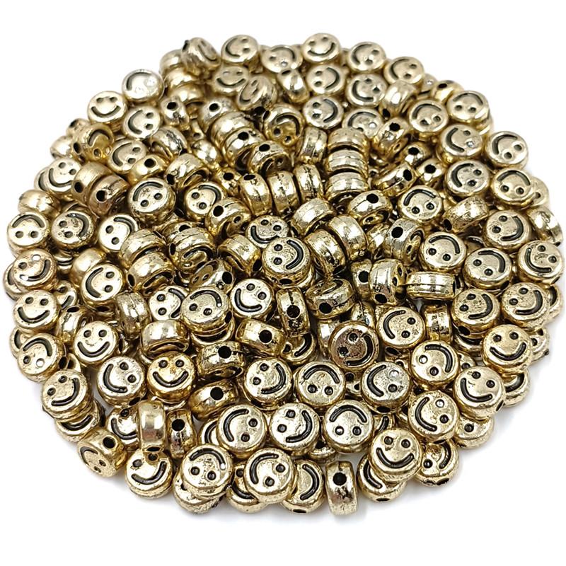 High Quality Round Flat Smile Creative 50Pcs 7mm Fashion for Earrings Necklace Making Mixed Color DIY Jewelry Accessories Loose Beads