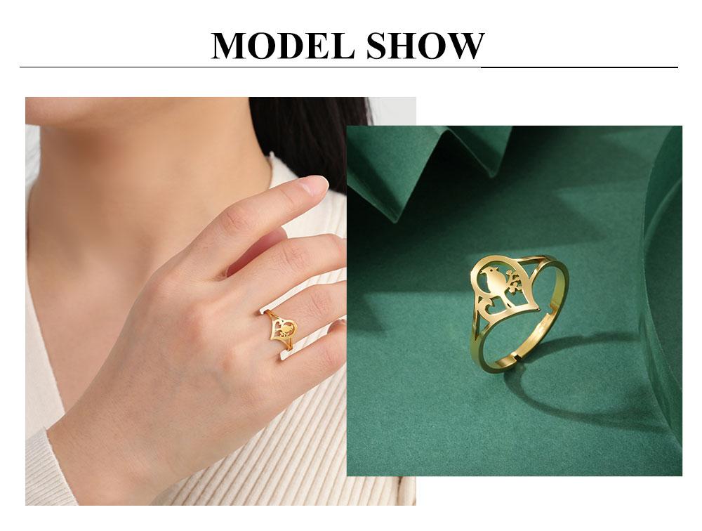 Cazador Adjustable Bird Rings for Women Stainless Steel Cute Animal Open Rings Jewelry Birthday Mother's Day Gift 2026