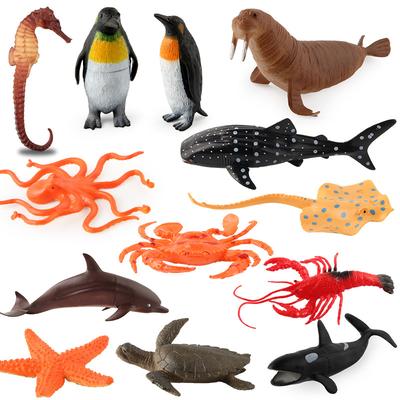 13-Piece Simulation Underwater World Hollow Model Penguin Dolphin Static Ocean Ornament Toy