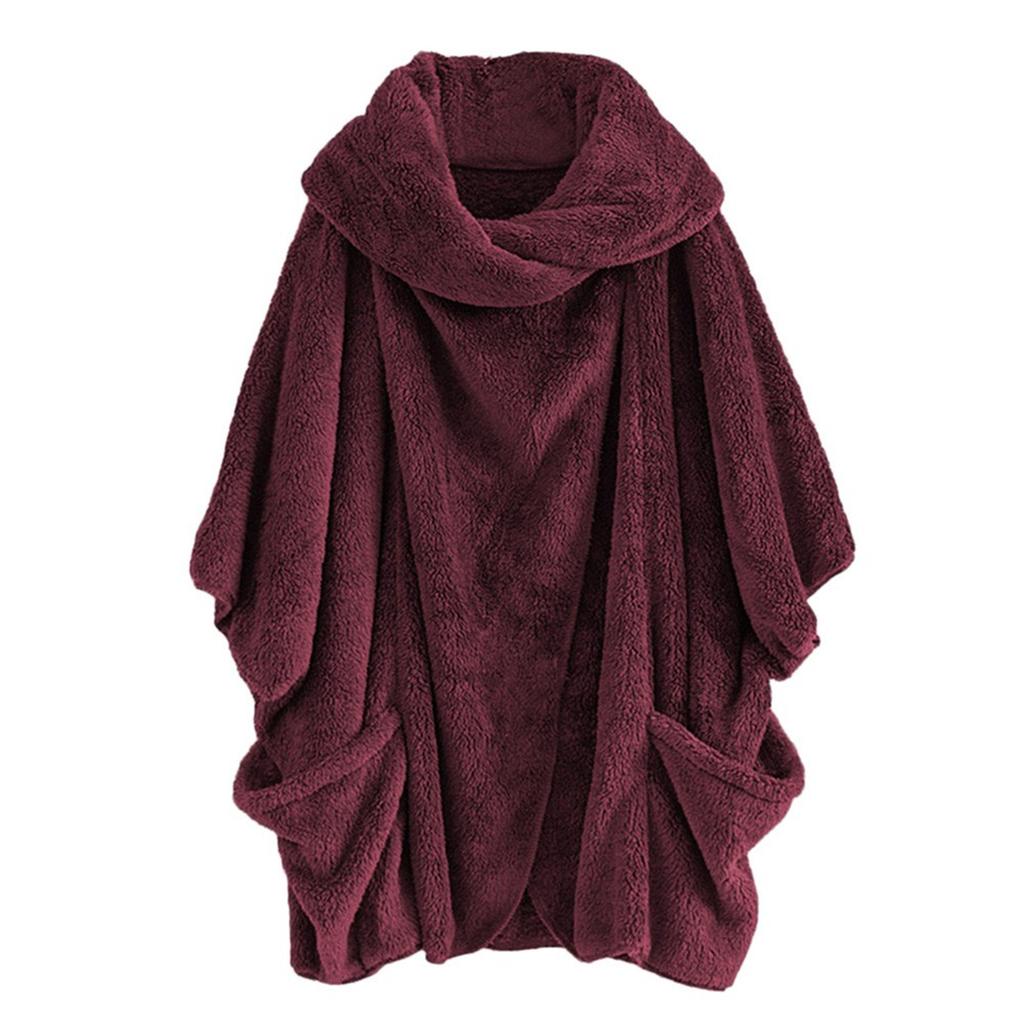 Ladies Double-sided Plush Large Lapel  Sleeve Cardigan Jacket
