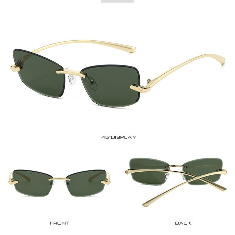 Rimless Cat Eye Sunglasses Women Fashion Trendy Eyewear
