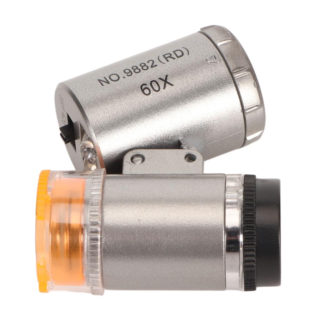 60X Mini Pocket Microscope Magnifier with LED Light Adjustable Portable Magnifying Glass UV Currency Detector for