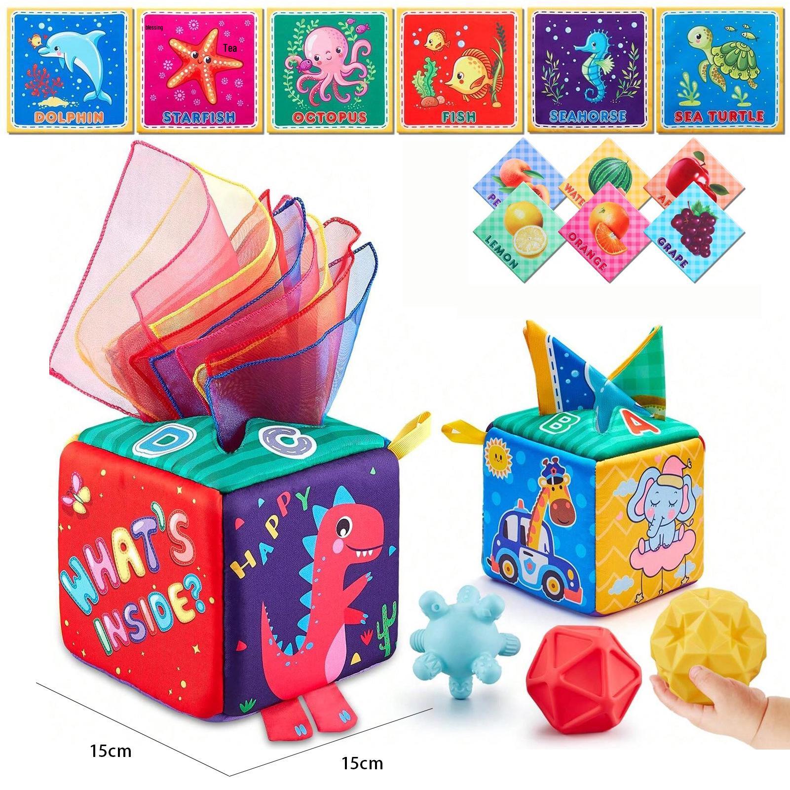 Plush Educational Tissue Box Toy: Soothing, Simulated Learning for Infants