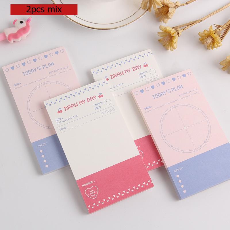 Office School Supplies Korean Simple Note Pad Portable Small Notebook Daily Message Memo Pad 2 Options  Kawaii Stationery Lovely