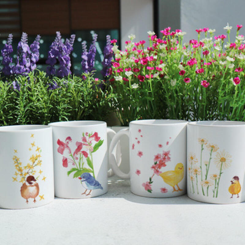 if015-Design Mug 4p-Flowers and Birds