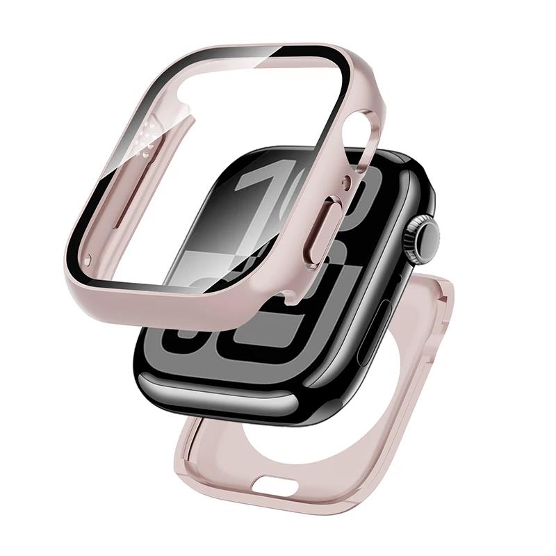 Waterproof Cover+Glass for Apple Watch 11 10 Case 46mm 42mm 45mm 41mm 44mm Hard PC Screen Protector for iWatch 9 8 7 6 5 4 SE 7