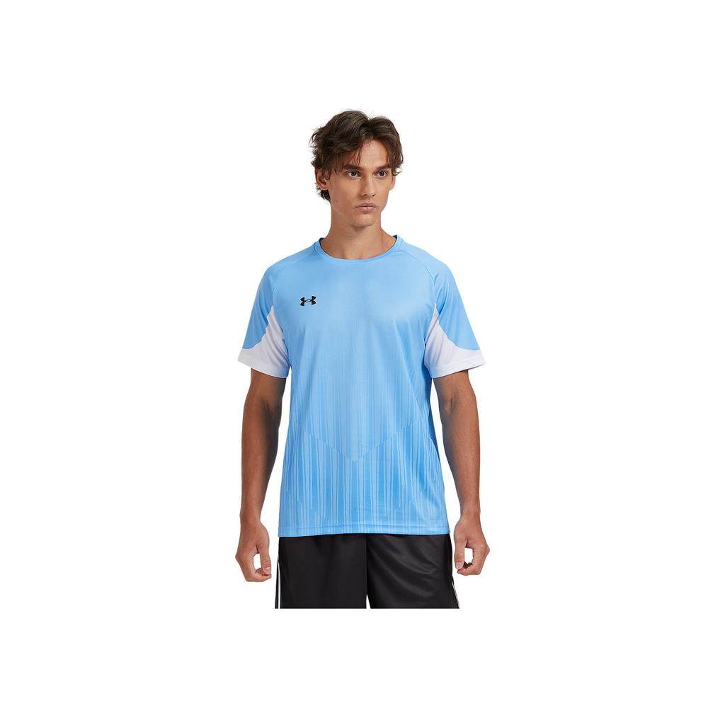 Under Armour Minimalist Logo Print Fitness Running Cycling Striped Crew Neck Short Sleeve T-Shirt Unisex Tops Manchester-Blue 24500507-465