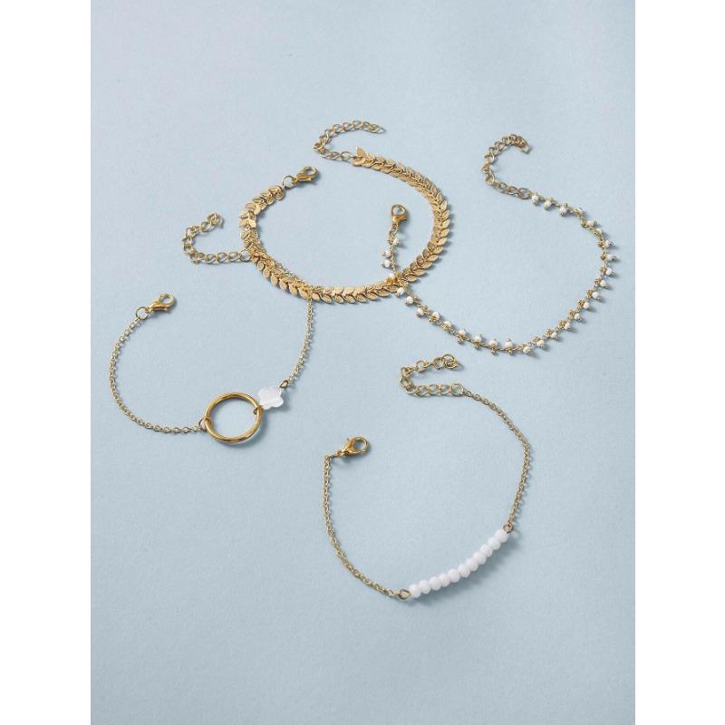 

Браслет ручной работы из бисера с четырьмя листами клевера, рисовые бусины с бахромой, стрелка, 4 украшения из четырех частей золотой