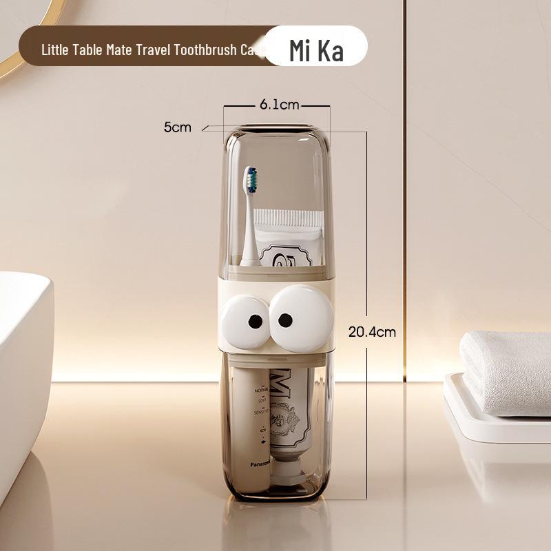 Compact Travel Mouthwash Cup & Sealed Toothbrush Holder with Toothpaste Storage