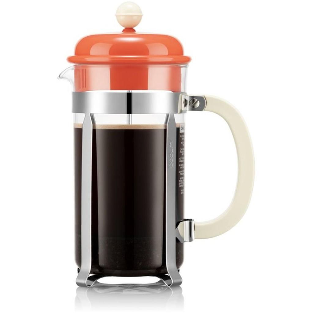 Cafetiere a piston avec verseuse - BODUM - Caffettiera - En verre - 8 tasses - 1 L - Orange