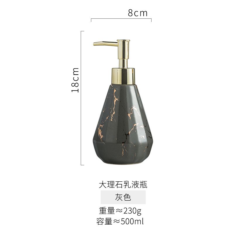 Simple Ceramic Diamond Storage Bottle Marbled Lotion Shampoo Storage Bottle Soap Liquid Container Bathroom Ornament Accessories