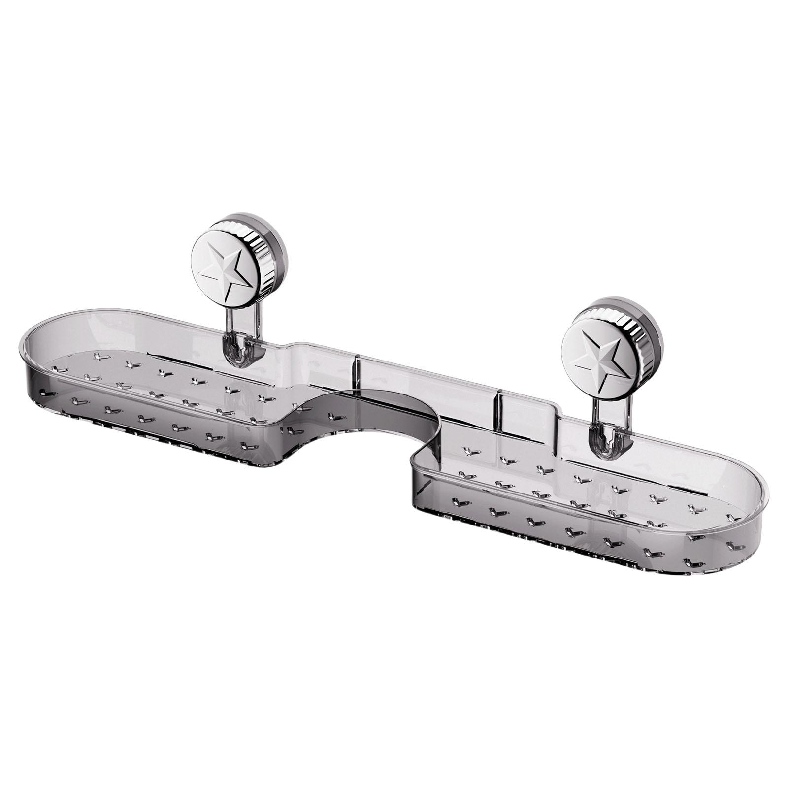 

Нержавеющее решение для хранения в душе для туалетных принадлежностей, настенная стойка на присосках, экономящая место, водонепроницаемая полка для ванной серый