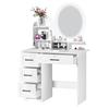 Makeup Desk with Mirror, Large Vanity Desk with Storage Shelves, 4 Drawers, Makeup Vanity Table with Light, Bedroom Dressing Table
