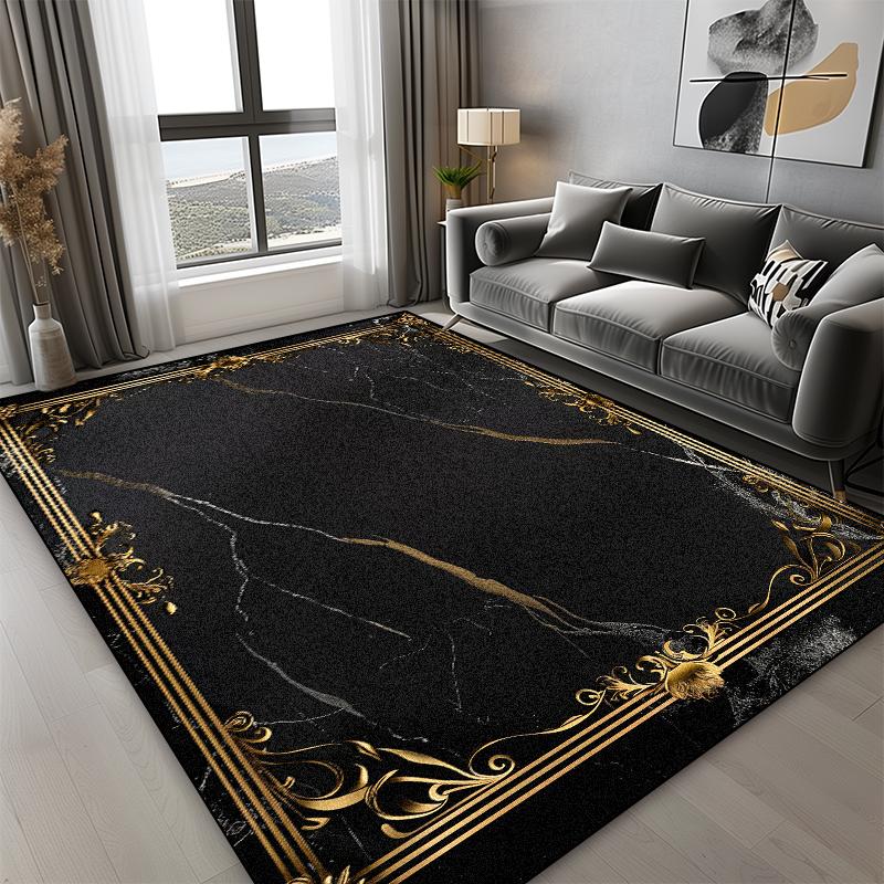 

Boho Style Luxury Black Gold Carpets Living Room Bedroom Decoration High-grade Sofa Large Rugs Lounge Coffee Tables Mats Flannel 60*90cm