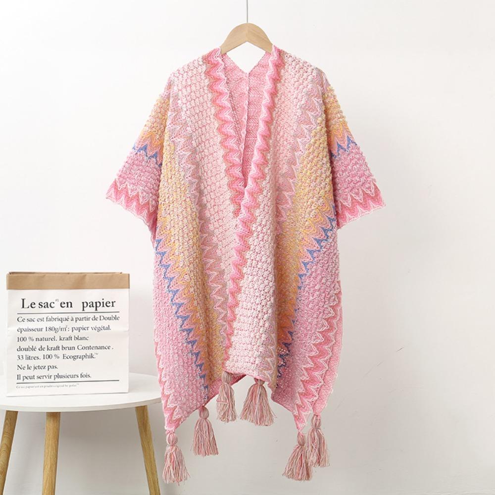 Neck Wrap Tassel Scarves Warm Knitted Cape Simple Imitation Cashmere Scarf Travel Vacation