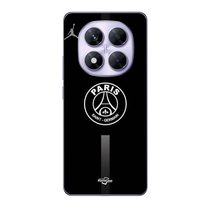Coque - Maniacase - Xiaomi Redmi Note 14 Pro 5G - PSG Logo Jordan - Souple - Noir/Gris gris