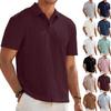 Men's Loose Fit Knitted Jacquard Short Sleeve Polo Shirt Button Front Casual Business Lightweight Summer Top