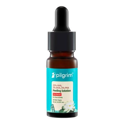 Pilgrim 25% AHA 2% BHA 5% PHA Peelingový roztok 10 ml Na obličej a tělo Jemná exfoliace Rozjasnění Sjednocení tónu Péče o póry