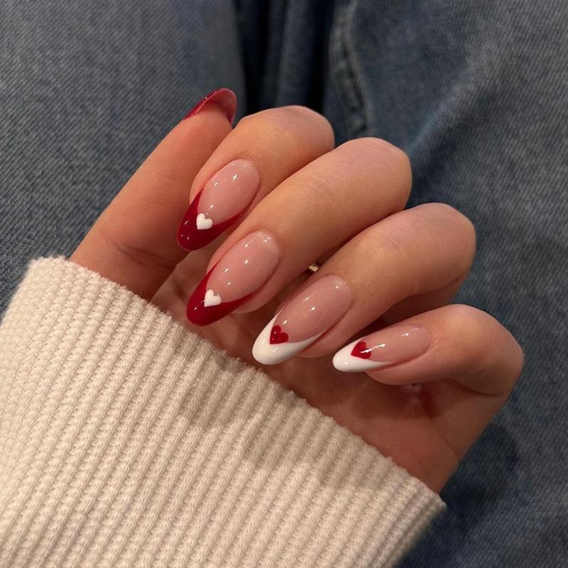 Noste Dlouhý Francouzský Ručně Dělaný Manikúrní Kousek Kamínkový Postupný Přechod Odnímatelná Nálepka na Nehty