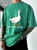 Jorge King Of The Pond Print Washed T Shirt Men Summer Breathable Tops Cotton Vacation Streetwear Hip Hop Loose Tee Shirts