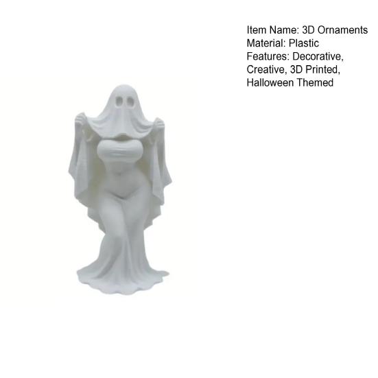 Yangyizhi 3D Printed Halloween Ghost Bride Statue Ornament, Female Figure Sculpture with Stable Base, Decorative Minimalist Spooky Figurine for Modern