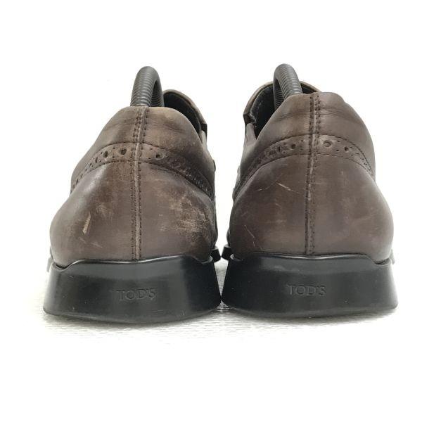 TOD'S Slip-On Wingtip Shoes Size 9 27.5 Brown Loafers Moccasin Business Dress Leather Shoes(USED)