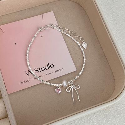 Bow Sweetheart Bracelet Necklace for Women New Light Luxury High-end Korean Sweet and Gentle Style