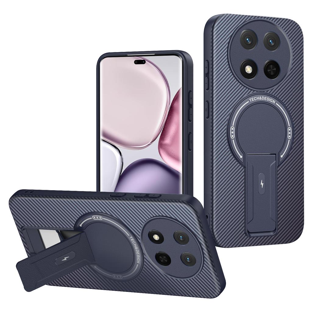 Phone Case For Honor X9c 5G/X60 Pro 5G/Magic7 Lite 5G Carbon Fiber Texture PC+TPU Cover with Kickstand
