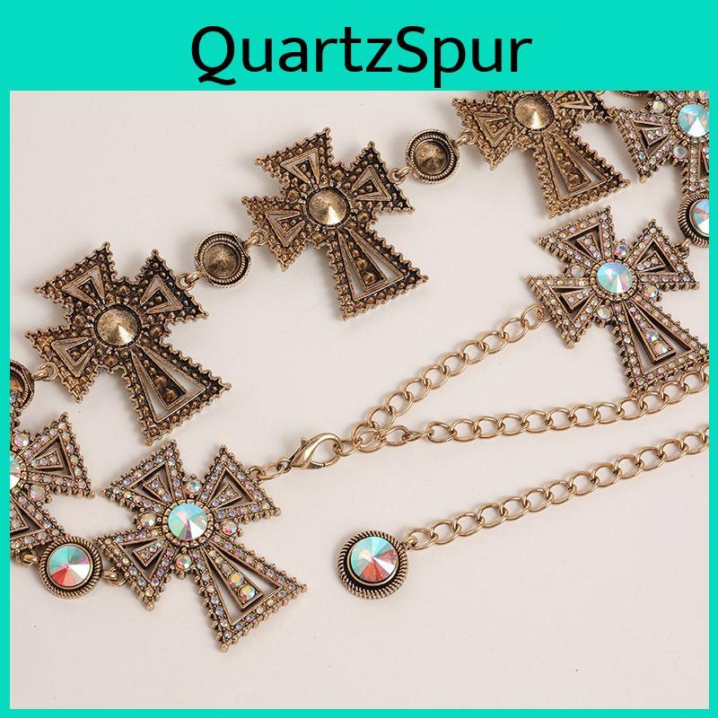 Water Drilled Silver Metal Waist Chain For Women With Cross Pendant Elegant Jewelry
