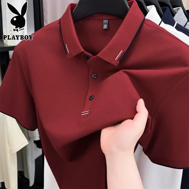 PLAYBOY Men s Pure Cotton Short Sleeve Polo Shirt 4XL