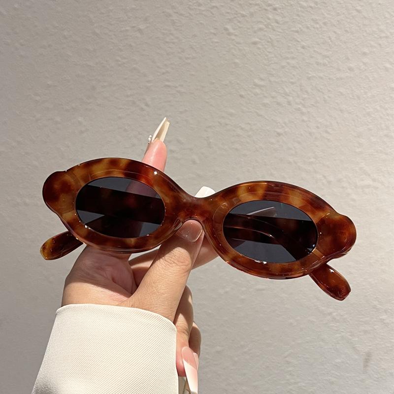 Premium small frame sunglasses women s retro thickened color matching sunglasses fashion oval sunglasses catwalk