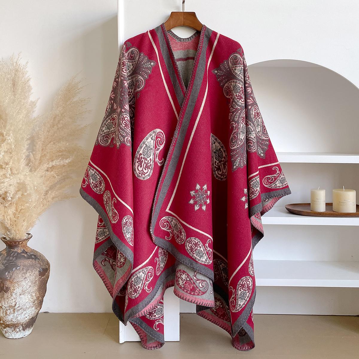 

Elegant Paisley Jacquard Cloak Oversized Shawl - Imitation Cashmere Soft Warm, Scarf Style For Autumn Winter Coldproof